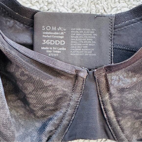 SOMA BLUE PRINT UNBELIEVABLE LIFT PERFECT COVERAGE BRA 36 DDD EUC - Picture 2 of 4